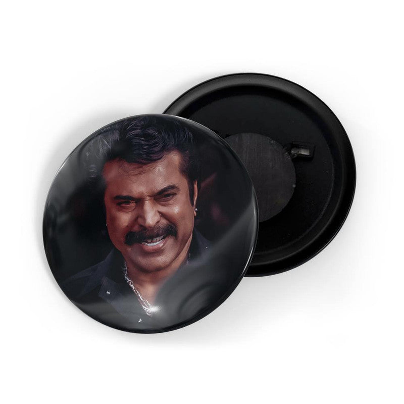 dhcrafts Black color Round Fridge Magnet Malayalam Actor Mammootty D2 Glossy Finish Design Pack of 1 (58 mm)